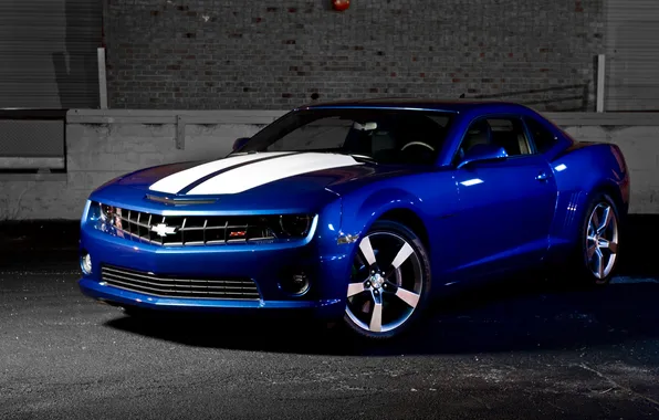Синий, Chevrolet, Camaro, шевроле, мускул кар, blue, камаро