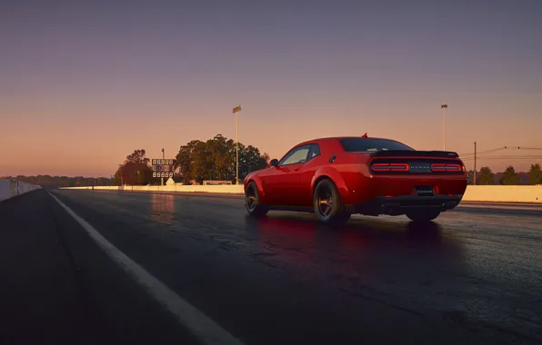 Картинка Challenger, red, sportcar, 2018, musclecar, SRT, Track, Demon