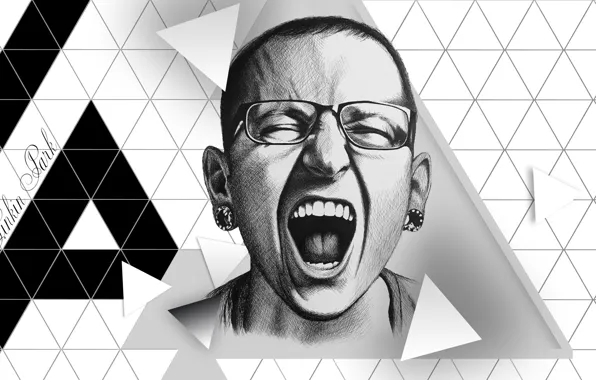 Белый, Серый, Разное, Linkin Park, Честер Беннингтон, Честер, Триугольники, ChesterBennington