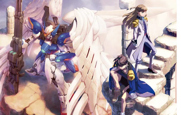 Робот, крылья, парни, Mobile Suit Gundam