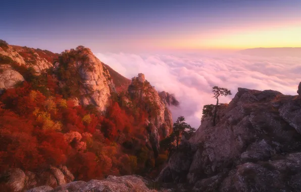 Осень, облака, пейзаж, горы, природа, Крым, Демерджи, Оборотов Алексей