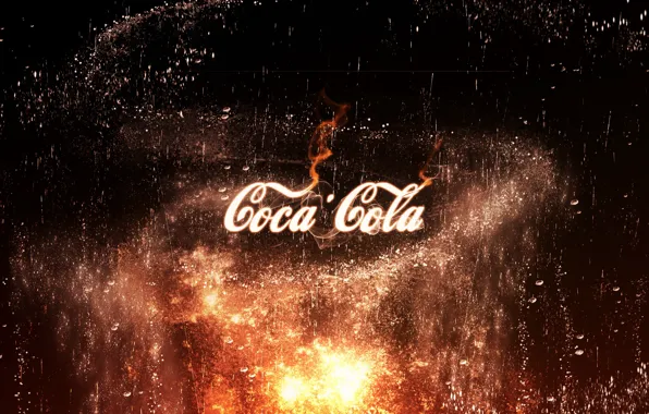 Капли, огонь, бренд, Coca Cola, Y_Y