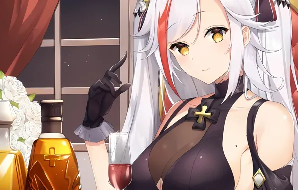 Girl, sexy, cleavage, blouse, long hair, boobs, anime, beautiful