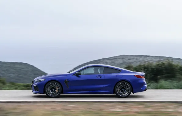 Картинка движение, купе, BMW, сбоку, 2019, BMW M8, M8, M8 Competition Coupe