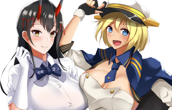 Sexy, cleavage, blouse, long hair, girls, boobs, anime, blue eyes
