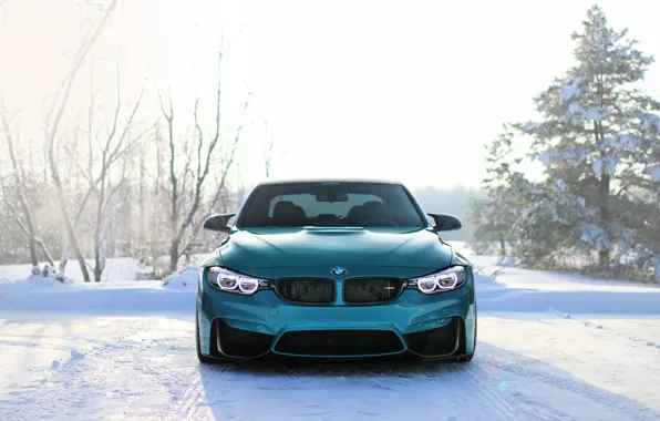 Картинка BMW, Blue, Winter, Snow, Face, F80