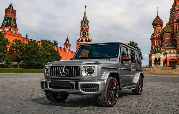 МОСКВА, 2019, Mersedes Benz, G 63 AMG, КРАСНАЯ ПЛОЩАДЬ, КРЕМЛЬ