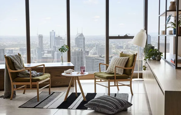 Интерьер, кресла, мегаполис, Melbourne, гостиная