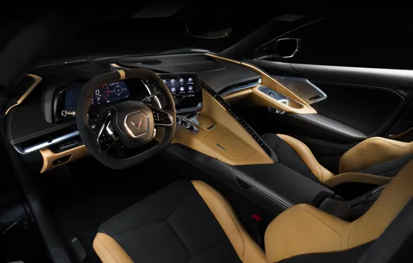 Corvette, Chevrolet, Салон, Кожа, Руль, Stingray, 2020, Chevrolet Corvette ( C8 ) Stingray