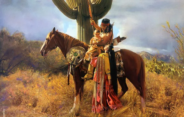 Картинка art, native american, Apache brave, firs people
