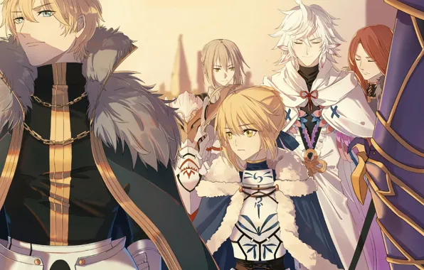 Fate/stay night, Saber, Archer, Merlin, Fate/Grand Order, Bedivere, Gawain, Tristan