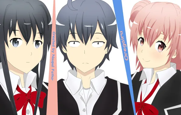 Девушки, коллаж, парень, Oregairu