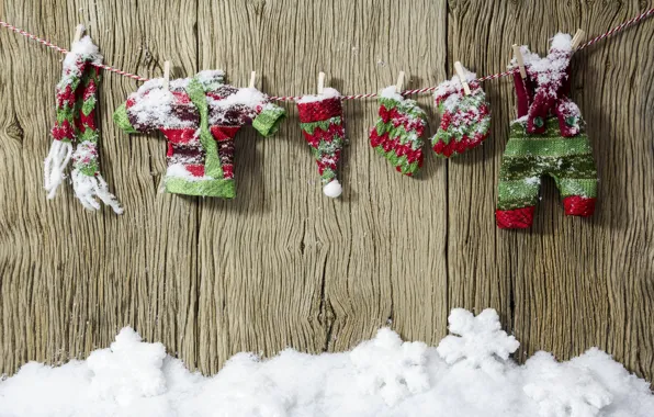 Зима, снег, украшения, Новый Год, Рождество, Christmas, wood, winter