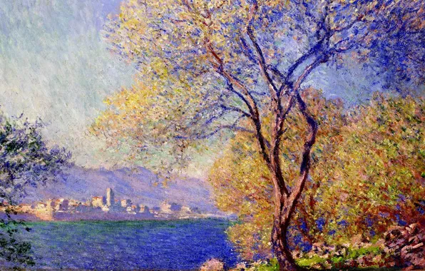 Пейзаж, дерево, картина, импрессионизм, Клод Моне