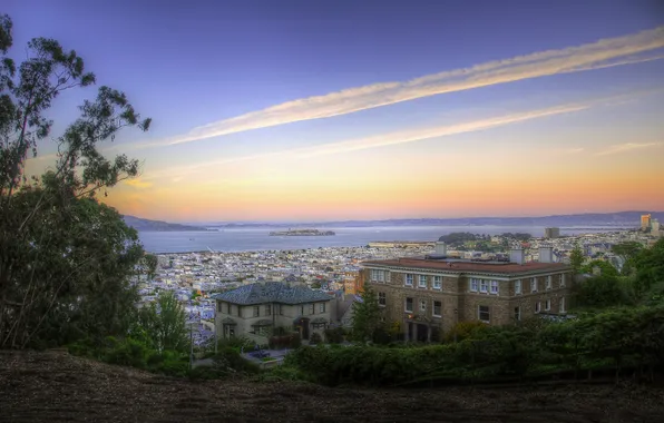 Калифорния, Сан-Франциско, sunset, California, San Francisco, usa, Alcatraz Island