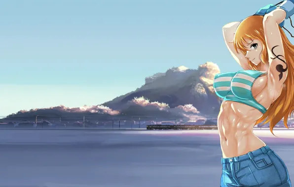 Girl, sexy, boobs, anime, erotic, breasts, attractive, Nami