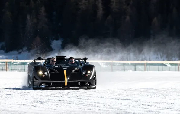 Pagani, black, Zonda, Pagani Zonda HP Barchetta