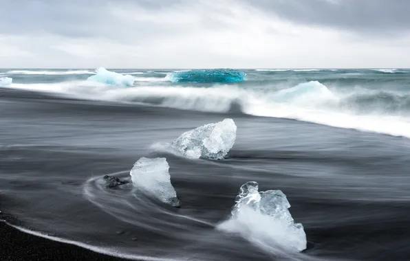 Картинка море, волны, лёд