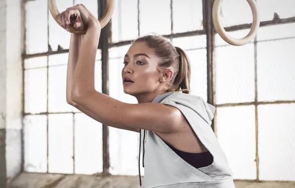 Взгляд, поза, модель, прическа, hair, Gigi Hadid, Джиджи Хадид