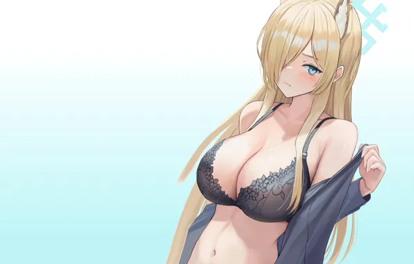 Girl, hot, sexy, bra, long hair, boobs, anime, pretty