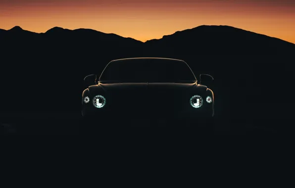 Фары, Bentley, сумерки, Flying Spur, 2020, Blackline