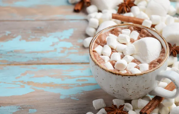 Кофе, чашка, сладкое, зефир, Marshmallow