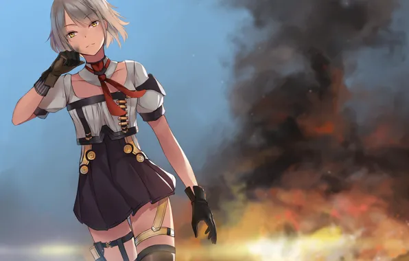 Девушка, взрыв, аниме, арт, Girls Frontline