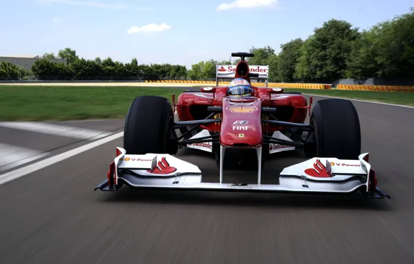 Картинка скорость, трасса, феррари, Fernando Alonso, Фернандо Алонсо, Ferrari F10, тесты 2010