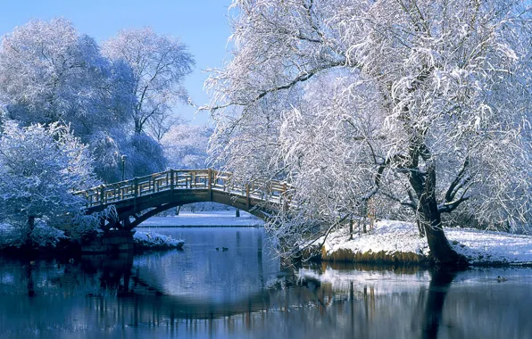 Картинка зима, мост, германия