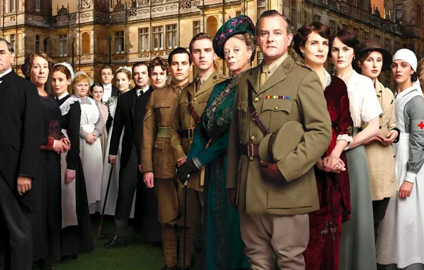 Коллаж, сериал, актеры, драма, персонажи, Аббатство Даунтон