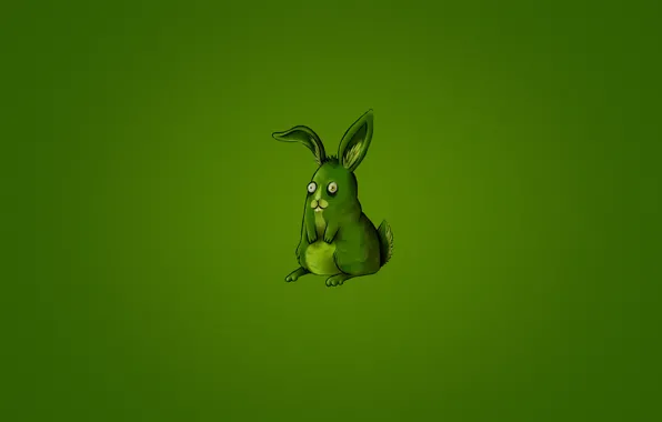 Животное, green, заяц, минимализм, кролик, зеленый фон, rabbit