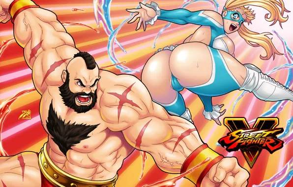 Попа, девушка, арт, мужчина, боец, задница, мускулы, street fighter 5