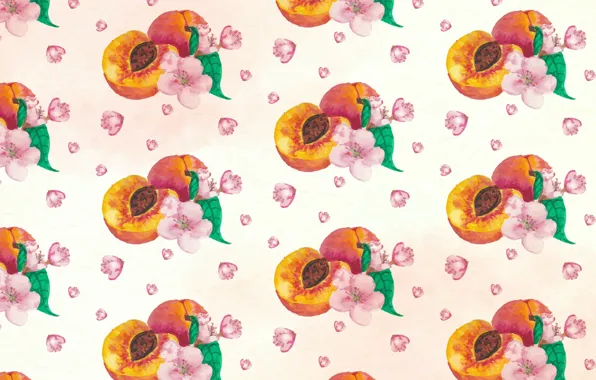 Белый, цветы, фон, текстура, персики, pink, flowers, pattern