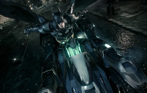 Ночь, бэтмен, бетмобиль, Batman:Arkham Knight, плашь
