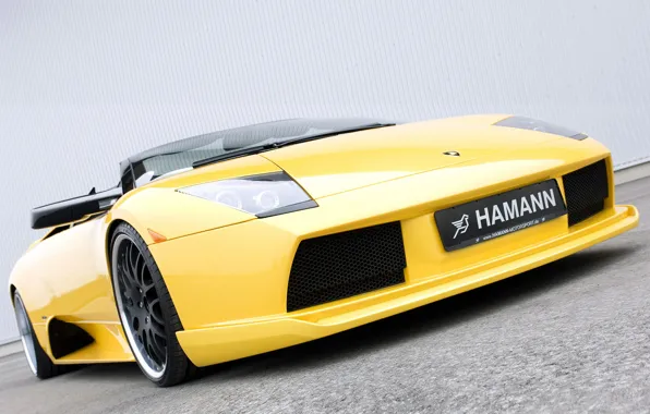 Желтый, Roadster, Lamborghini, Hamann, supercar, вид спереди, tuning, Murcielago