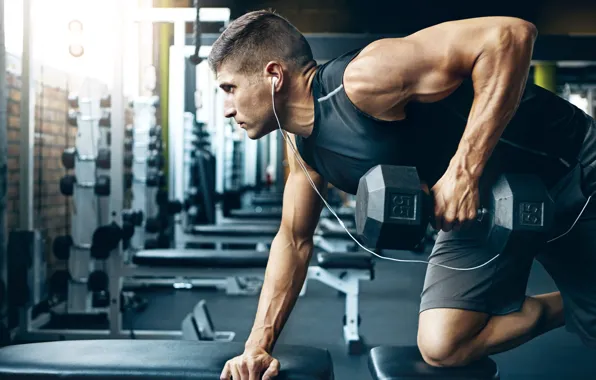 Поза, muscle, мышцы, pose, гантели, бицепс, бодибилдер, dumbbells
