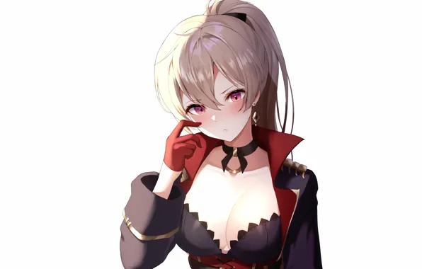 Girl, sexy, cleavage, long hair, brown hair, boobs, anime, beautiful