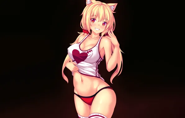 Girl, sexy, lingerie, cleavage, panties, thighhighs, long hair, boobs