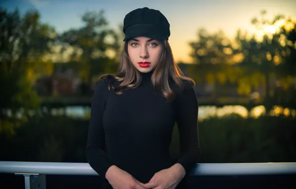 Взгляд, девушка, кепка, Nina, боке