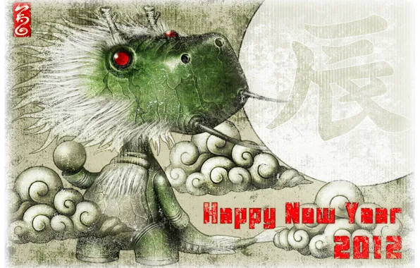 Картинка дракон, новый год, арт, 2012, 2012 tatsu, by shichigoro