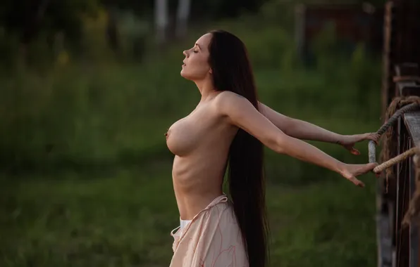 Грудь, закат, секси, поза, модель, тело, руки, макияж