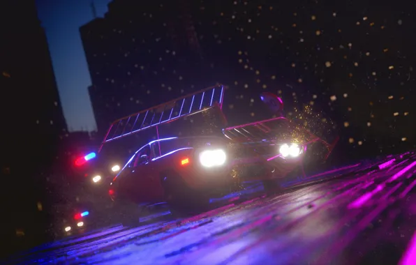 Авто, Ночь, Город, Машина, City, Погоня, Night, Рендеринг
