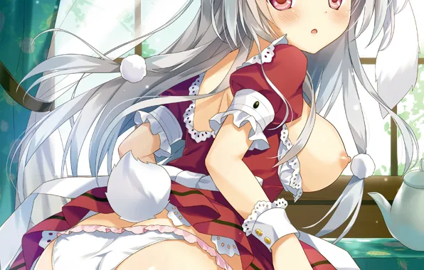 Girl, sexy, lingerie, panties, long hair, nipples, boobs, anime