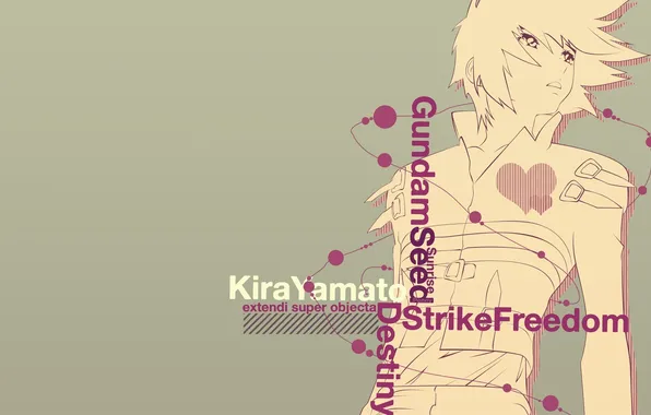 Картинка взгляд, сердце, Аниме, парень, Kira Yamato