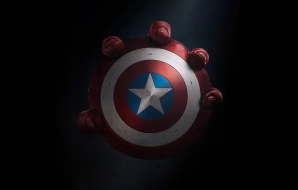 Картинка Movies, Captain America, Dark background, 2024 Movies, Captain America: Brave New World, Captain America's shield