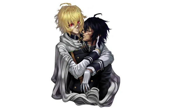 Взгляд, фон, парни, Owari no Seraph, Последний серафим, Юичиро Хакуя, Микаэла Хакуя