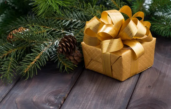 Картинка подарок, елка, Новый Год, Рождество, happy, Christmas, wood, New Year