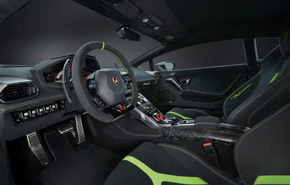 Lamborghini, руль, салон, Performante, Huracan