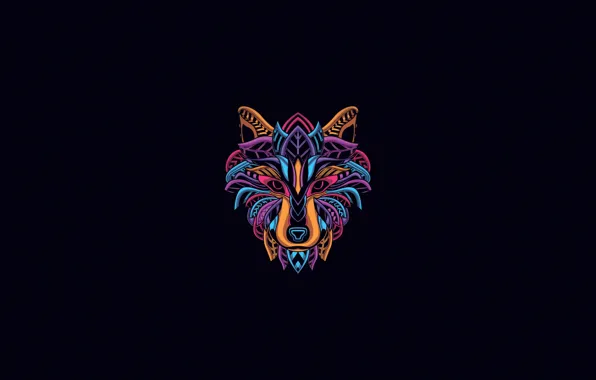Минимализм, Фон, Волк, Арт, Art, Abstract, Style, Color