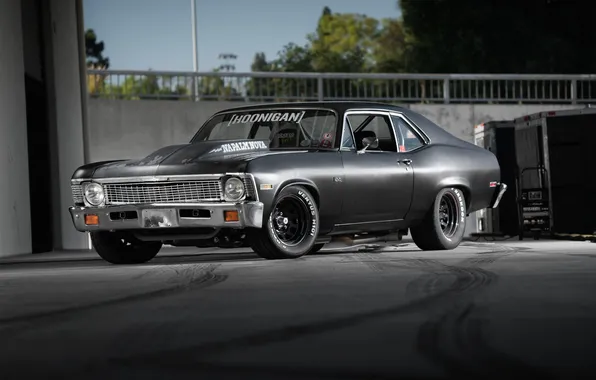 Chevrolet, Muscle, Race, Black, Nova, Muscle car, Custom, Vehicle